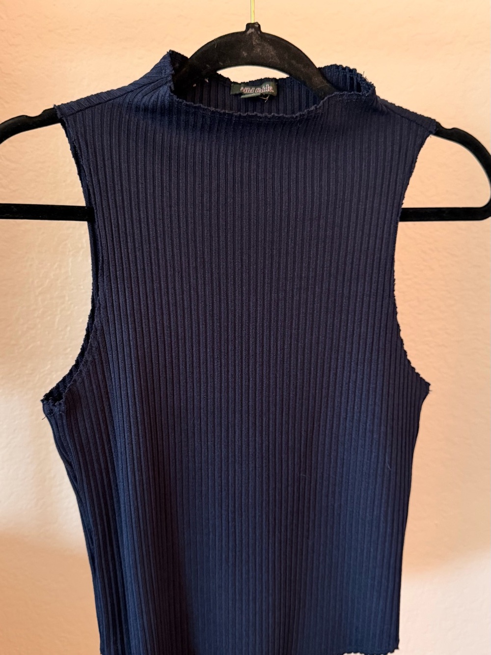 wild fable Navy Ribbed Mock Neck Tank
